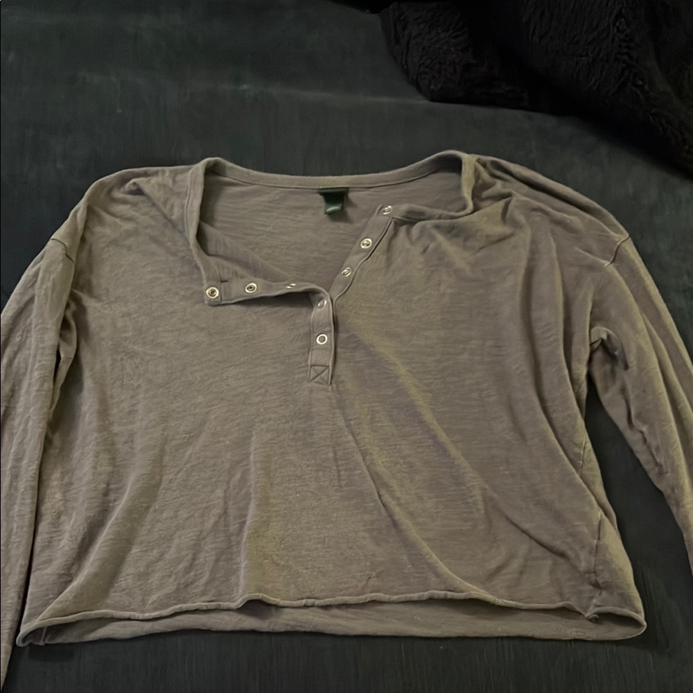 Wild Fable Tan Button Down Crop Shirt